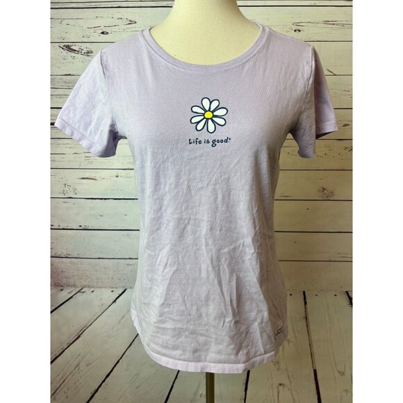 Life‎ is Good Tee Shirt Small Purple Daisy Flower Graphic T-Shirt Vintage Spring - Picture 1 of 9